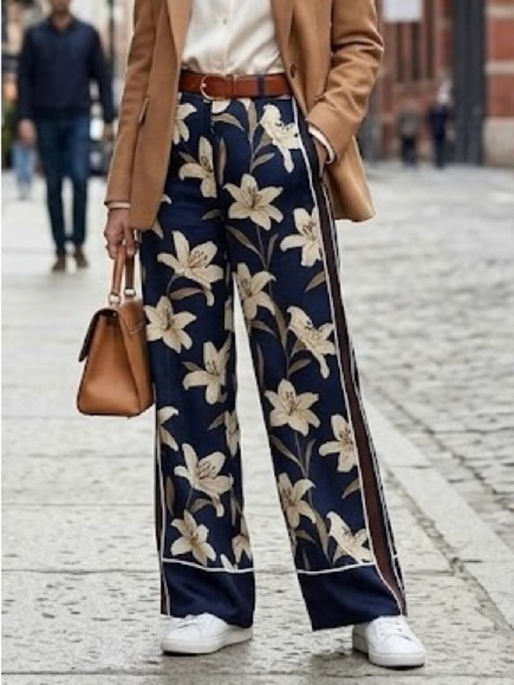 Zhu Floral Satin Wide Leg Palazzo Pants Boho Quite Luxury Floral Lily Festival